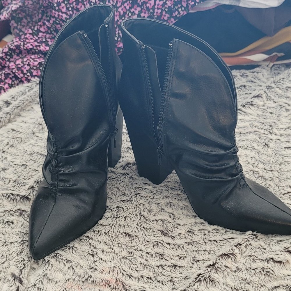 Black leather booties size 9